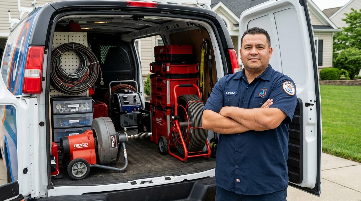 Professional drain cleaning equipment and Johns Plumbing LLC plumber in Horsham