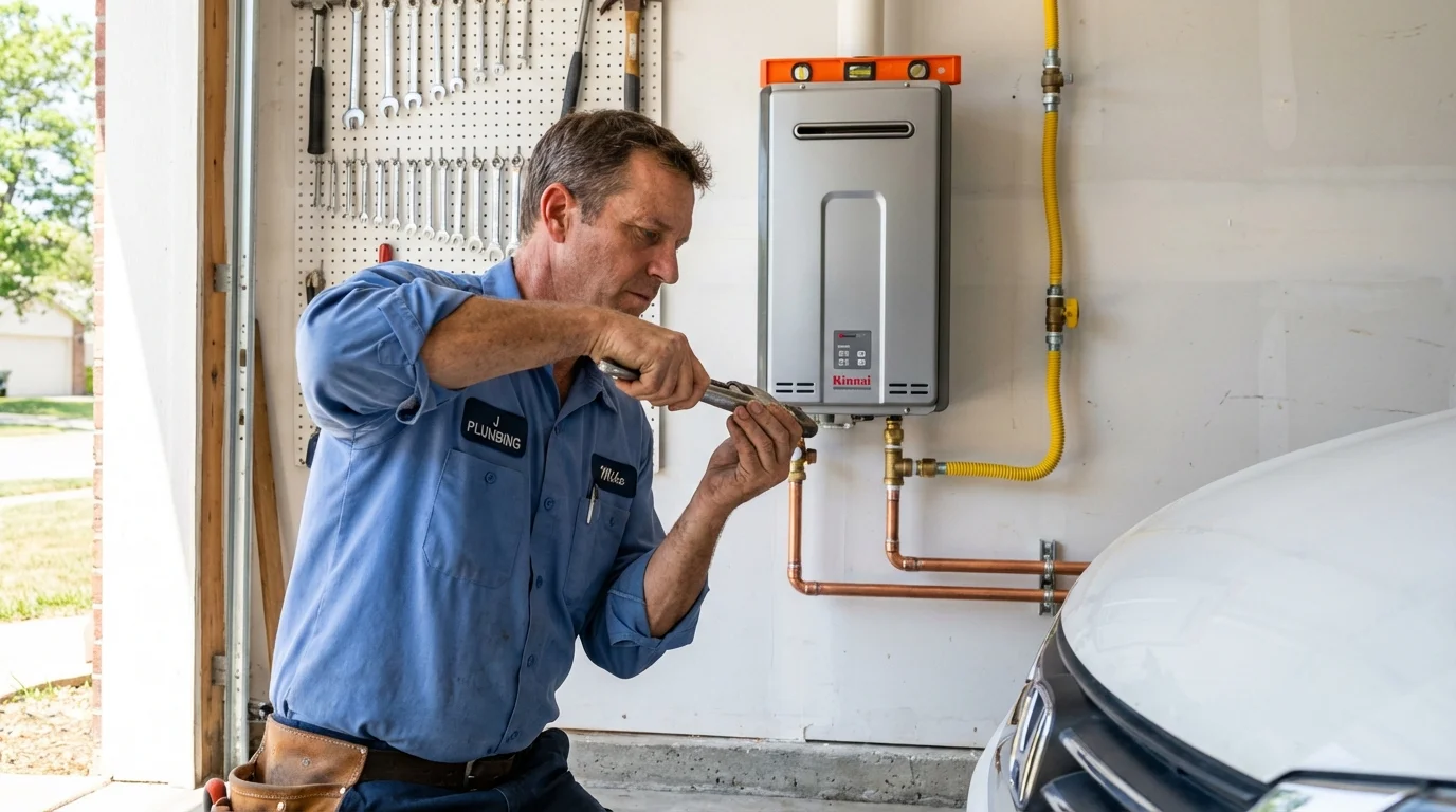 Tankless water heater installation by a Johns Plumbing LLC plumber in Horsham
